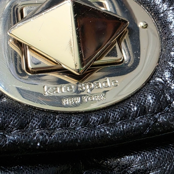 Kate Spade Gold Coast Quilted Leather Purse – Turn Lock Chain Bag, Black - Picture 3 of 16